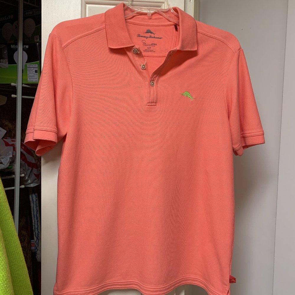 Tommy Bahama Pink Short Sleeve Polo Shirt Mens Sma